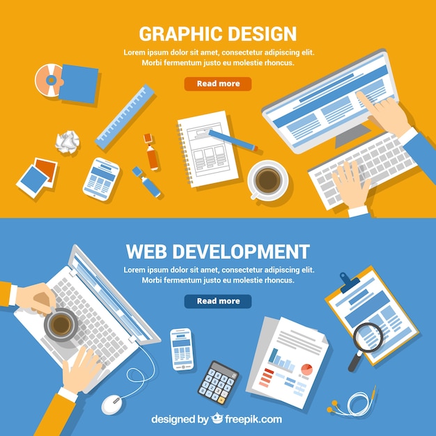 web development and graphic design banners