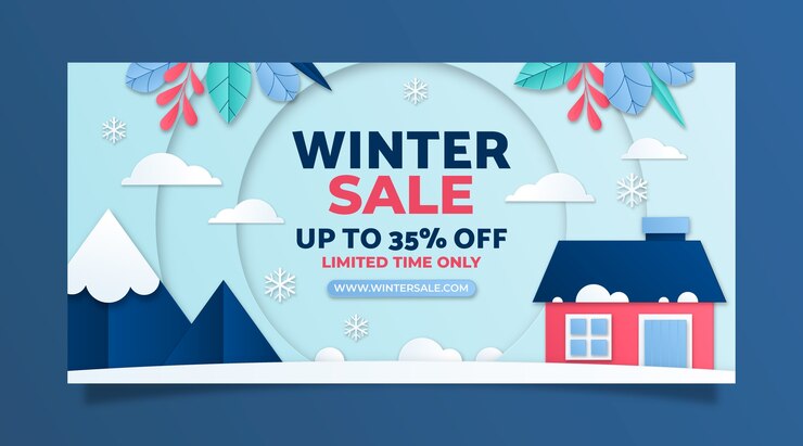 Miễn phí Vector winter season sale horizontal banner template