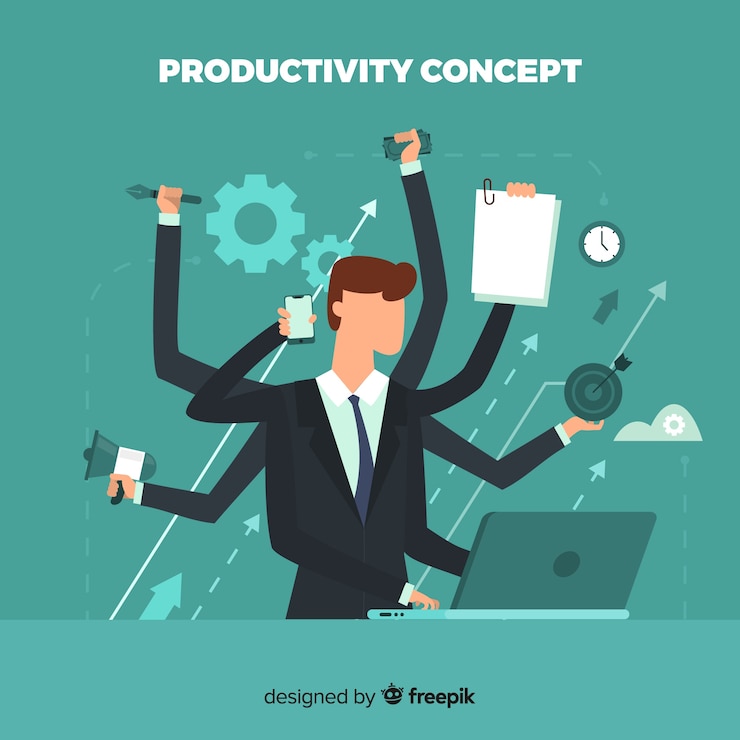 Miễn phí Vector ý tưởng năng suất hiện đại với thiết kế phẳng
