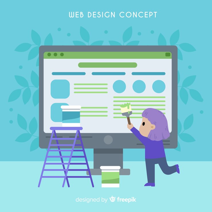 Miễn phí Vector ý tưởng thiết kế web đầy màu sắc với thiết kế phẳng
