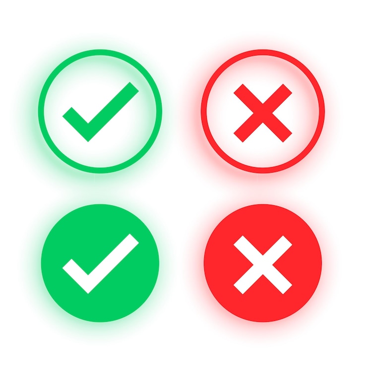 Miễn phí Vector yes or no check mark cross symbol design