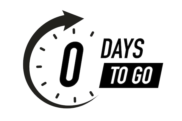 0 días para ir temporizador vector símbolo color negro
