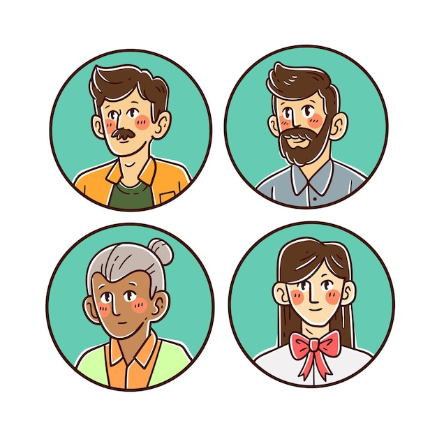 002 Elemento de personaje gente linda set gráfico de avatares coloridos