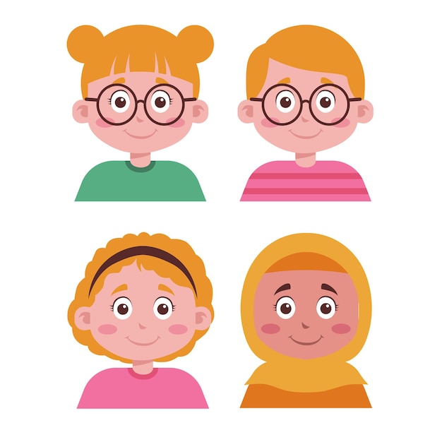 002 Elemento de personaje gente linda set gráfico de avatares coloridos