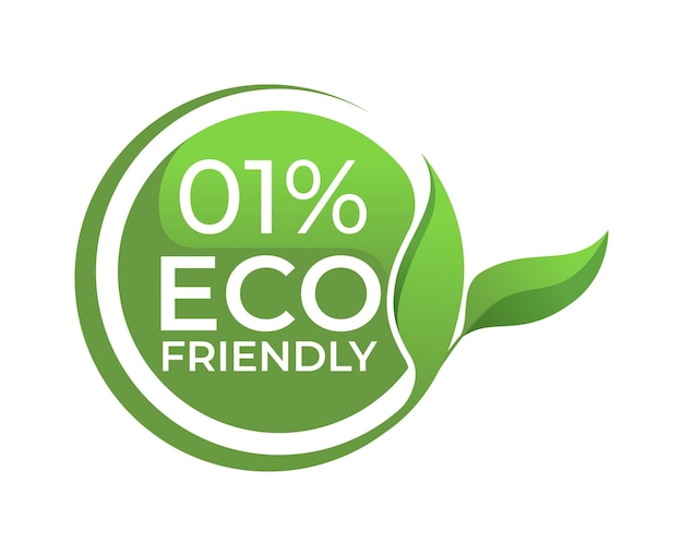 01 Etiqueta autoadhesiva circular ecológica Ilustración vectorial con hojas verdes de plantas orgánicas.