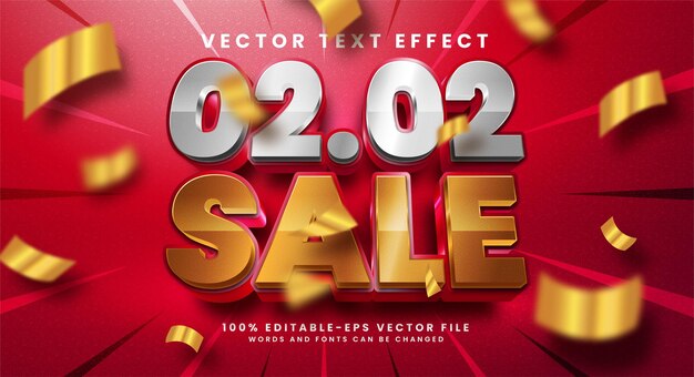 02.02 venta efecto de estilo de texto editable 3d. Efecto de texto elegante con color rosa, adecuado para el tema del producto dulce.