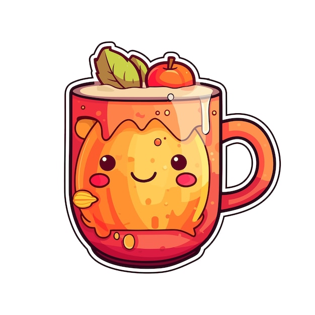 Vector 034 pegatina de sidra de manzana caliente colores fríos ilustración de imágenes prediseñadas kawaii