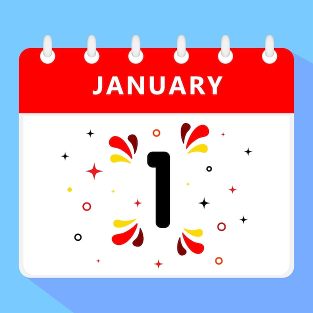 1 de enero como primer calendario de año nuevo. ilustración vectorial