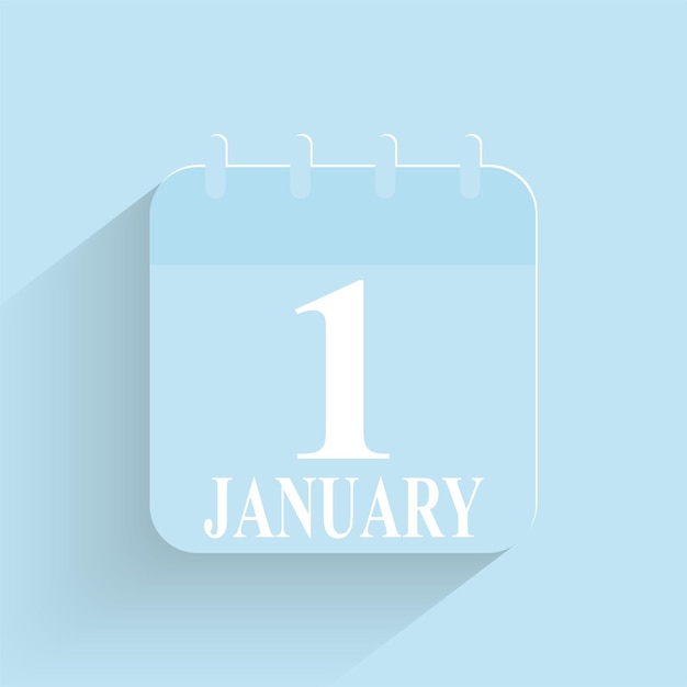 Vector 1 de enero icono de calendario diario fecha y hora día mes vacaciones diseño plano ilustración vectorial