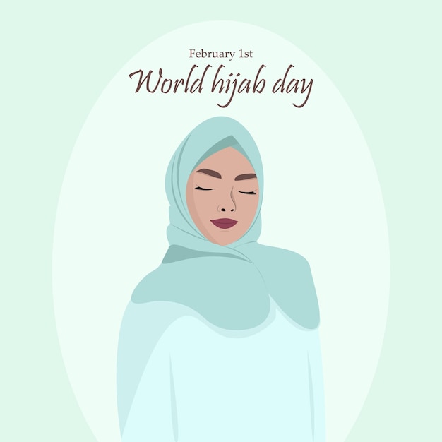 1 de febrero Tarjeta de felicitación Holiday World Hijab Day Vector ilustración