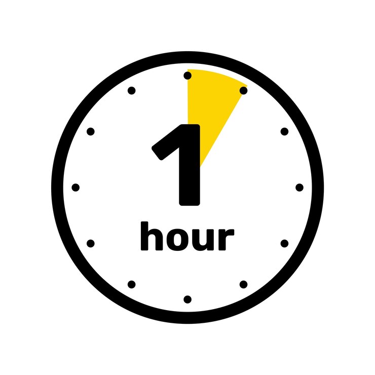 Vector 1 hora reloj analógico icono diseño de fondo blanco