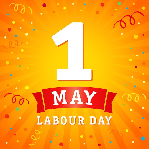 Vector 1 de mayo cartel del día internacional del trabajador número 1 logo fondo de vacaciones feliz día del trabajo