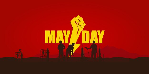 1 de mayo Día Internacional de los Trabajadores Feliz Día del Trabajo Logo Banner Poster Flyer Publicaciones en las redes sociales