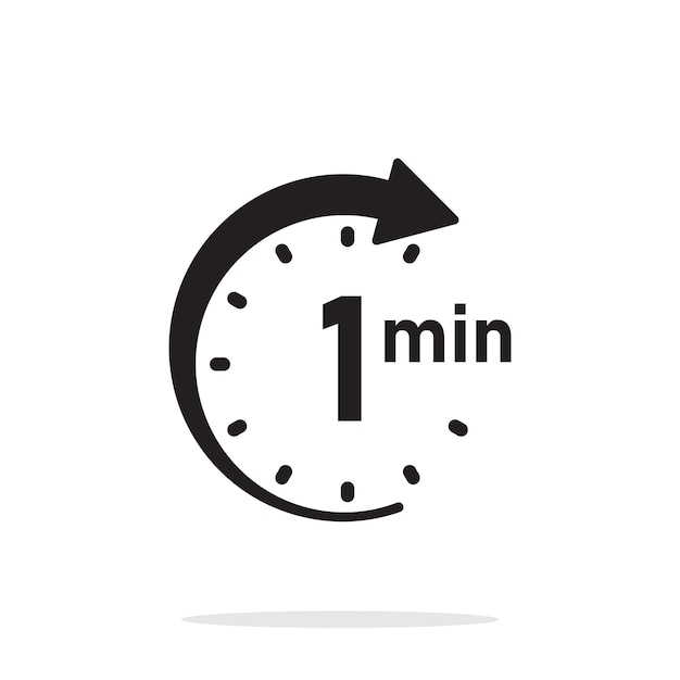 1 minuto en el icono del cronómetro en estilo plano Ilustración vectorial del temporizador de la cara del reloj en un fondo aislado Concepto de negocio de señal de cuenta atrás