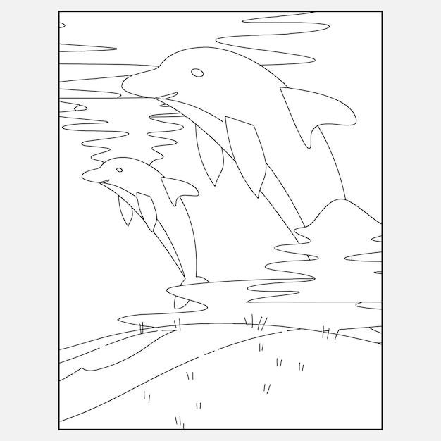 1 Páginas para colorear imprimibles de delfines marinos para niños