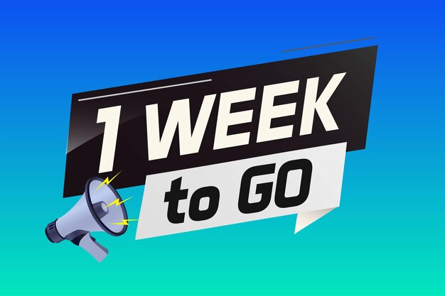 1 semana para ir palabra concepto ilustración vectorial con megáfono y estilo 3D para uso página de aterrizaje temp