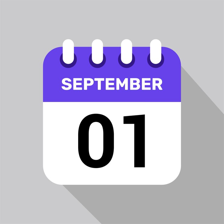1 de septiembre icono de calendario fondo de fecha símbolo de horario vectorial