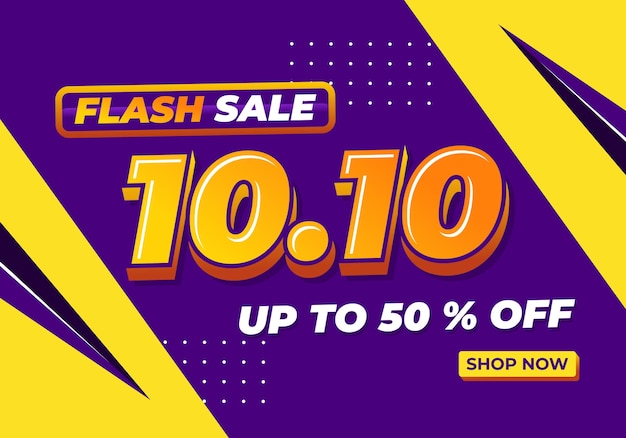 10.10 cartel de venta o diseño de volante de día de compras. 10.10 Banner en línea de venta flash.