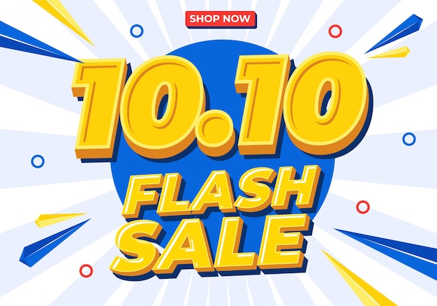 10.10 cartel de venta o diseño de volante de día de compras. 10.10 Banner en línea de venta flash.