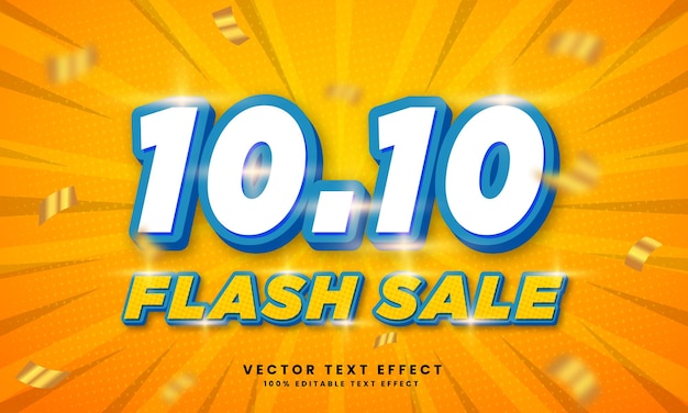 10.10 Diseño de promoción de efecto de texto de vector 3d de venta flash