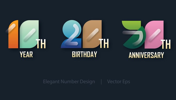 10 20 30 año celebraciones geometría vector número