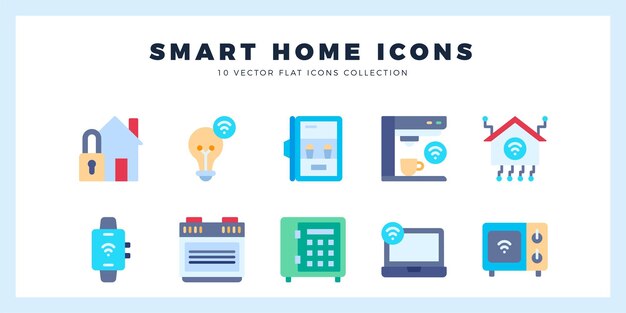 10 Casas inteligentes Ilustración vectorial de paquetes de iconos planos