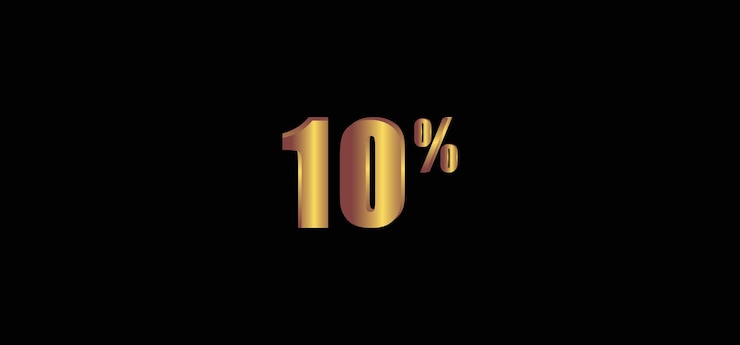 Vector 10 por ciento sobre fondo negro imagen vectorial aislada de oro 3d
