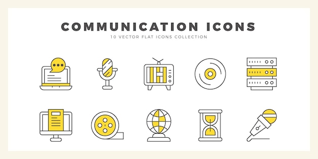 Vector 10 comunicación y medios de comunicación ilustración vectorial de paquetes de iconos de dos colores