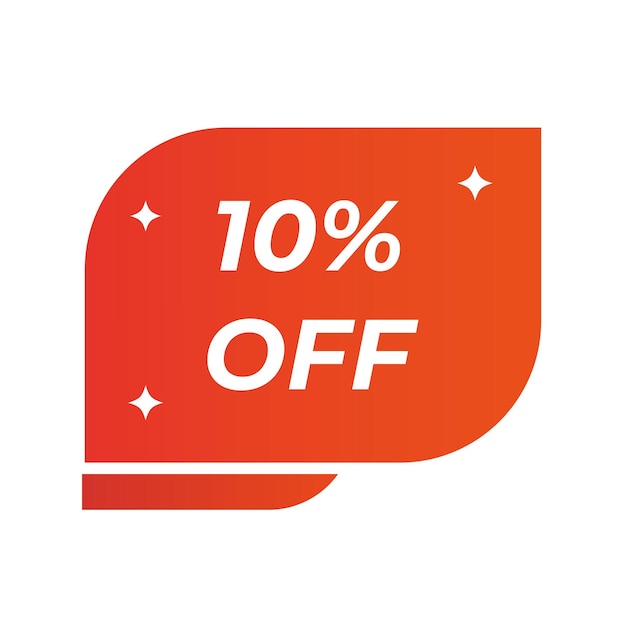 10 de descuento. 10 por ciento de descuento en el icono. Etiqueta o etiqueta de venta. Insignia de descuento con trazo blanco