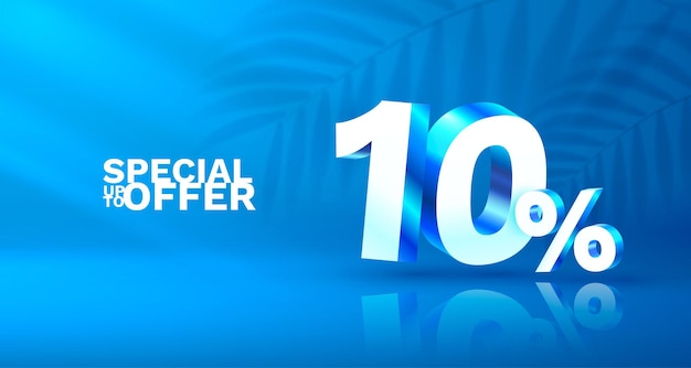 10 de descuento en composición creativa símbolo de venta 3d con objetos decorativos