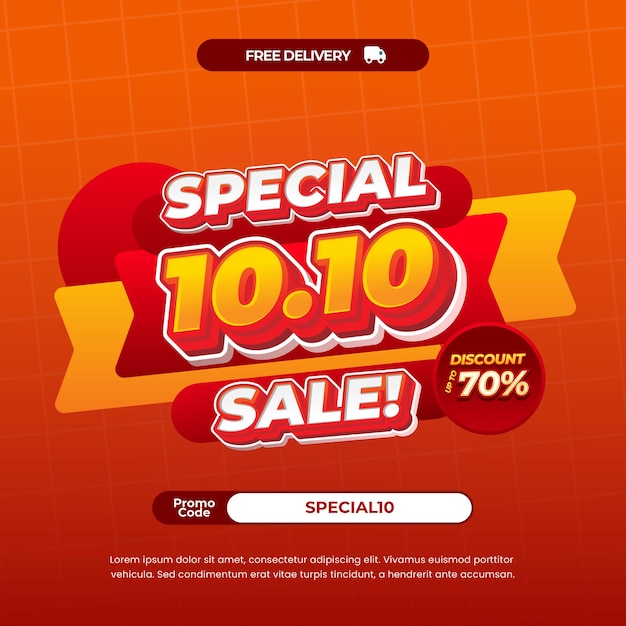 10 Día de compras Concesiones de descuento de venta Abstracto pop-up con gradiente naranja