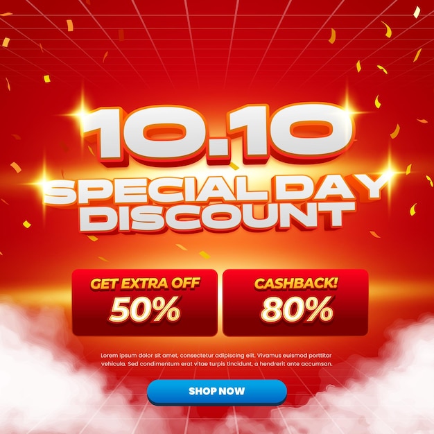 10 Día de compras Descuento Venta de efectos de texto Ventas de plantilla de gradiente rojo
