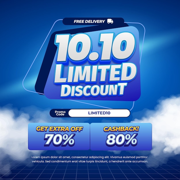 10 Día de compras Ofertas de descuento de venta con el vector de la etiqueta de insignia de trapecio de gradiente azul