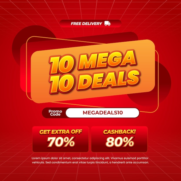 10 Día de compras Ofertas de descuento de ventas Texto editable con insignia de gradiente rojo etiqueta pop-up