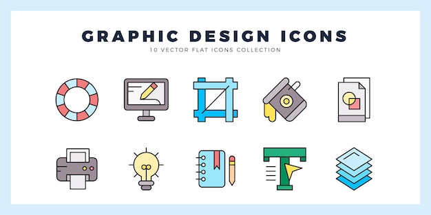 Vector 10 diseño gráfico lineal ilustración vectorial del paquete de iconos de color