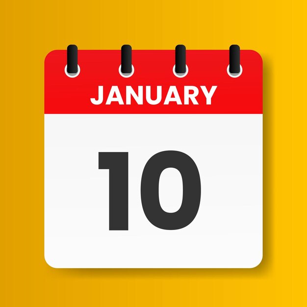10 de enero Calendario de un solo día Estilo plano