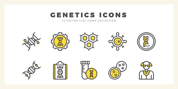 Vector 10 genética ilustración vectorial del paquete de iconos de dos colores