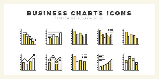 10 Gráfico y diagrama de negocios Ilustración vectorial del paquete de iconos de dos colores