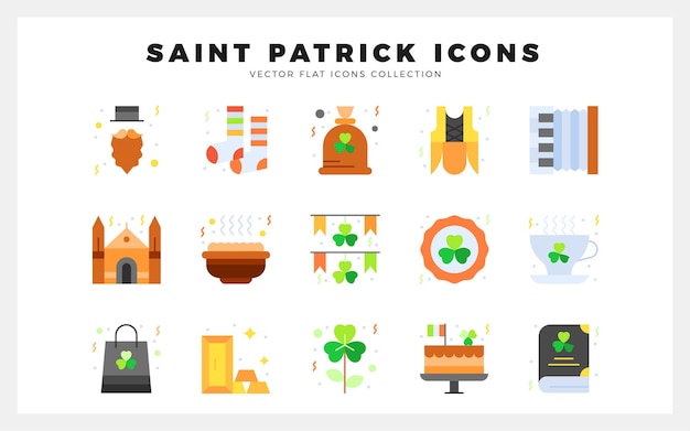 10 Ilustración vectorial del paquete de iconos de San Patricio
