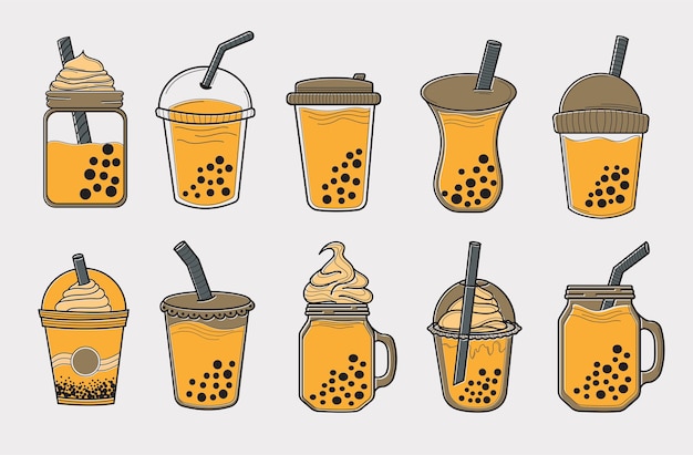 10 ilustraciones de té con leche boba