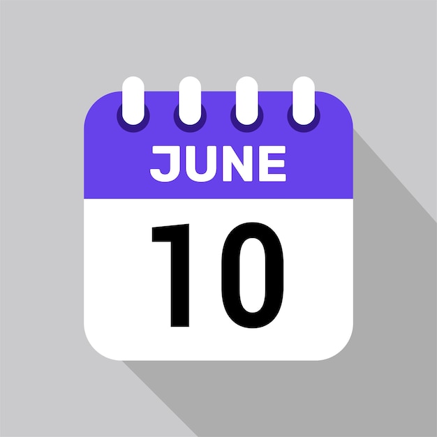 10 de junio icono de calendario diseño gráfico de fecha vectorial