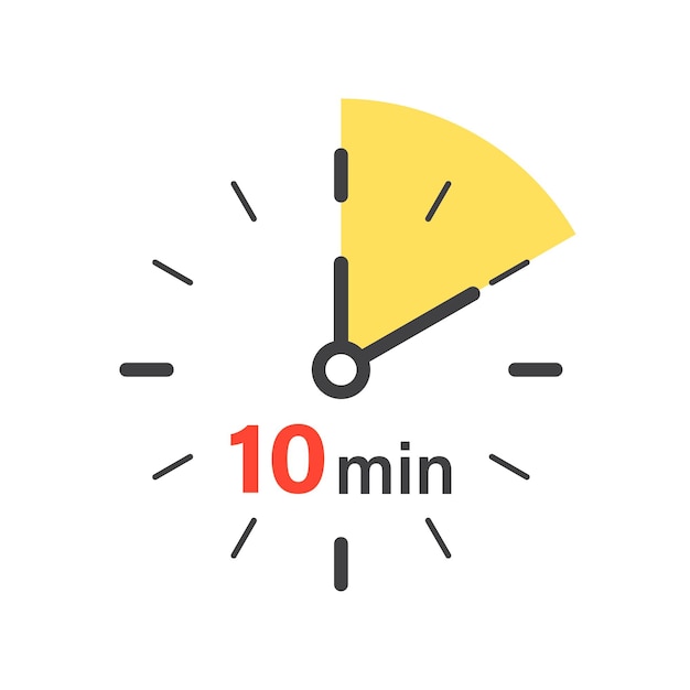 10 minutos en el icono del cronómetro en estilo plano ilustración vectorial del temporizador de la cara del reloj en un fondo aislado concepto de negocio de señal de cuenta atrás