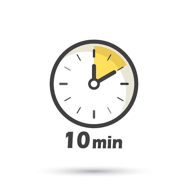 10 minutos en el icono del cronómetro en estilo plano Ilustración vectorial del temporizador de la cara del reloj en un fondo aislado Conteo regresivo concepto de negocio