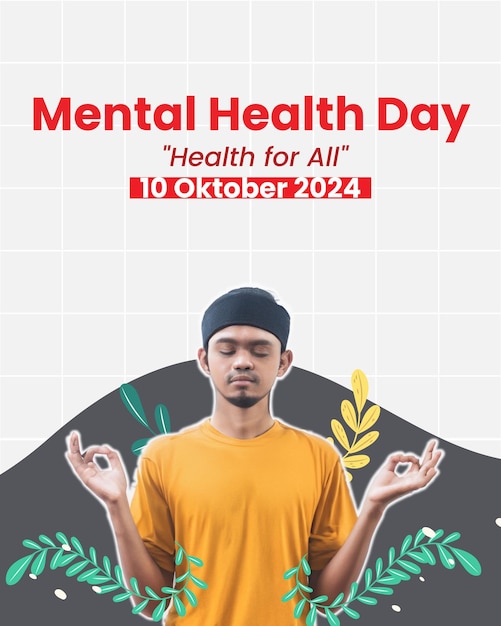 Vector 10 de octubre día de la salud mental 2024