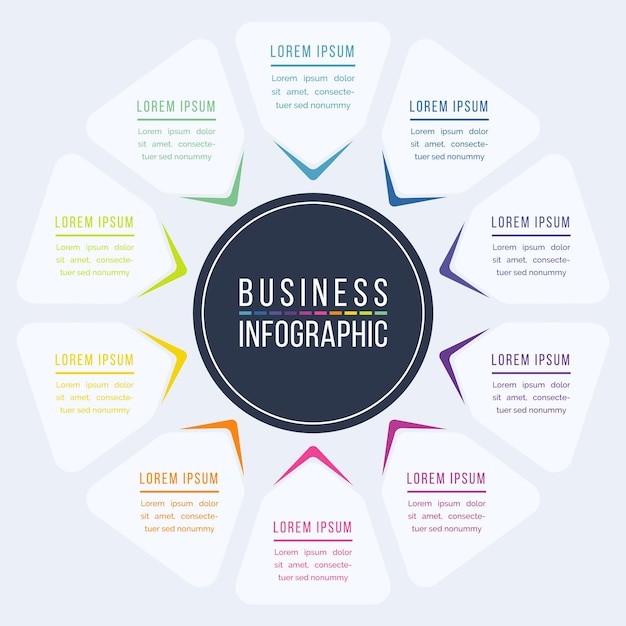 10 pasos Diseño de negocios infográficos 10 objetos elementos u opciones plantilla de infografía de negocios