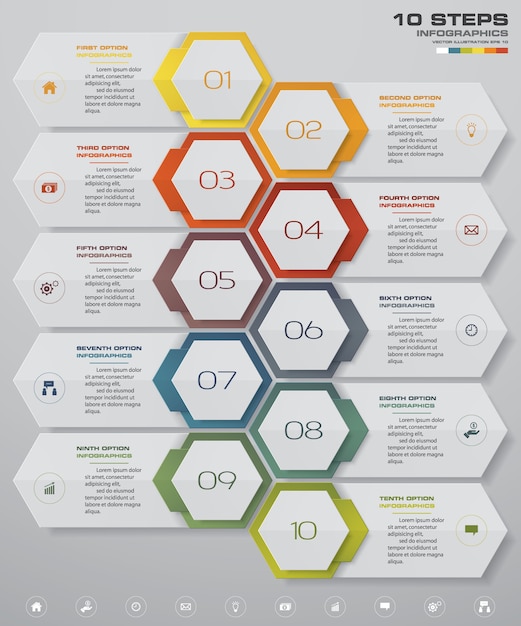 10 pasos flecha infografía elemento gráfico.