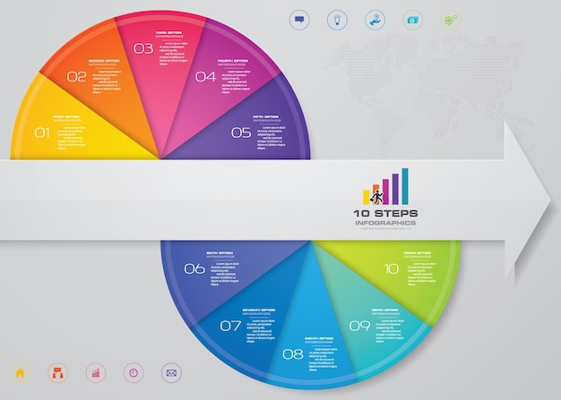 10 pasos del gráfico de flechas infografics.