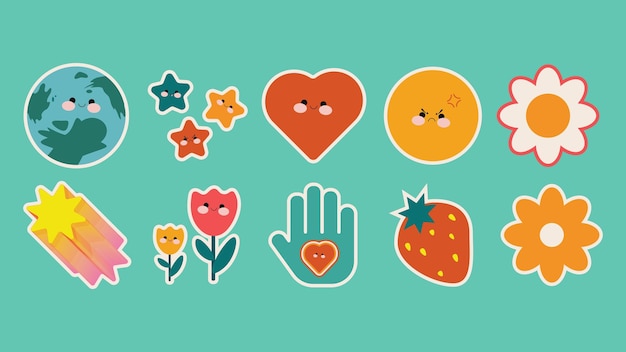 10 pegatinas bonitas con diseño plano