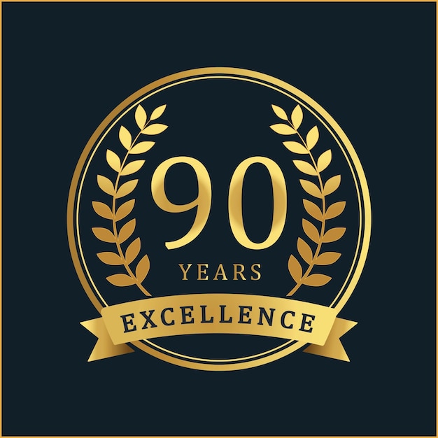 100 años de excelencia Insignia de oro con diseño vectorial de aniversario de la corona de laurel