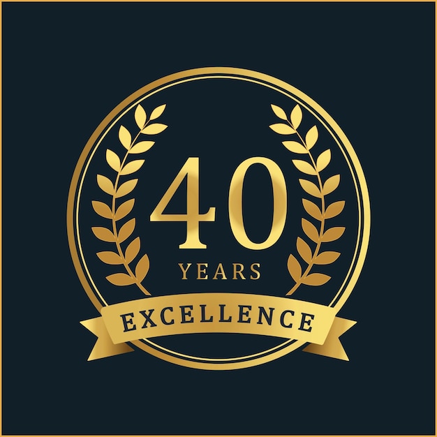 100 años de excelencia Insignia de oro con diseño vectorial de aniversario de la corona de laurel